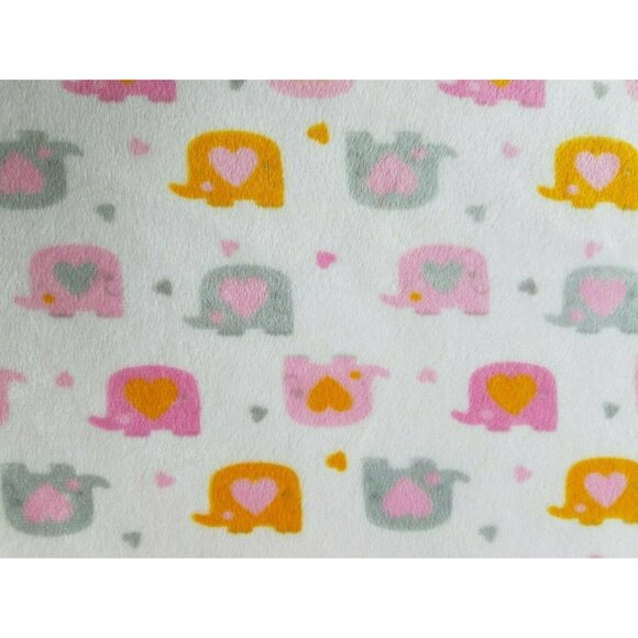 Nuby Baby Blanket Elephants and Hearts White Orange Gray Pink Sherpa 30 x 40 Nur - Picture 2 of 9